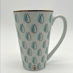 Tall Coffee Mug Me to We "We Change the World" Blue Raindrop Design w/Gold Trim